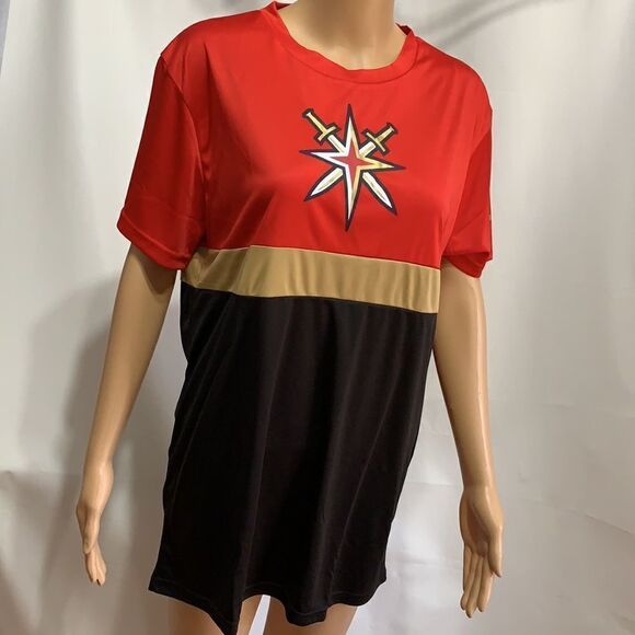 VGK Shirt Station Casinos Las Vegas Hockey Logo Red Gold Black Size Medium - Picture 2 of 8